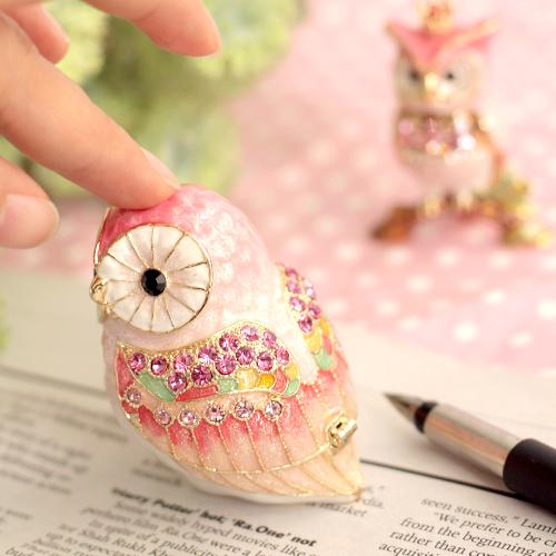 【ジュエリーボックス】 Lフクロウピンク ジュエリーボックス ピンク  EX4471 n70215 |  | 03