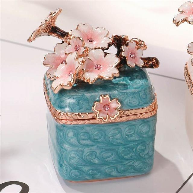 ジュエリーボックス 小枝桜 サクラ さくら 和風 桜の置物 ブルー ピンク EX4522 | 
