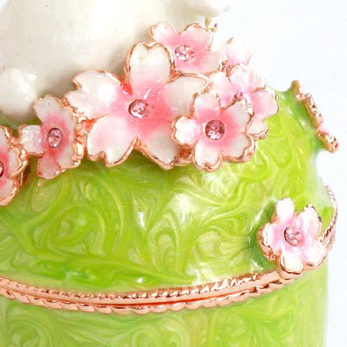 ジュエリーボックス ウサギと桜B グリーン EX456-3 |  | 03