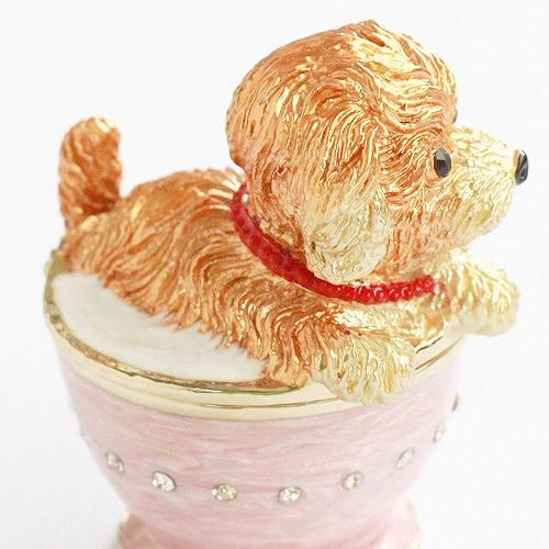 ジュエリーボックス ティーカップパピー ティーカッププードル トイプードル 子犬の置物 ピンク EX5081 |  | 03