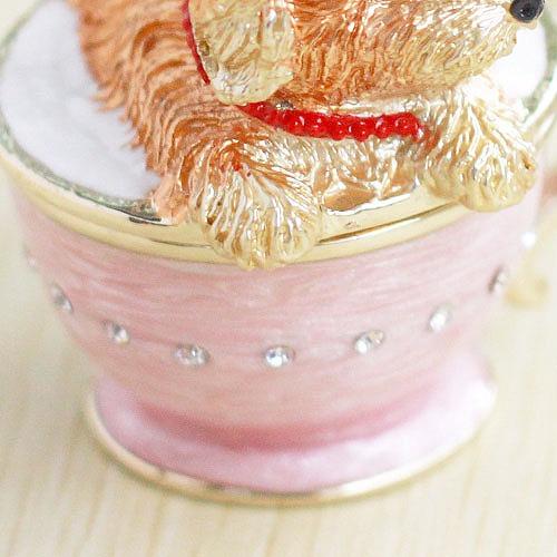 ジュエリーボックス ティーカップパピー ティーカッププードル トイプードル 子犬の置物 ピンク EX5081 |  | 05