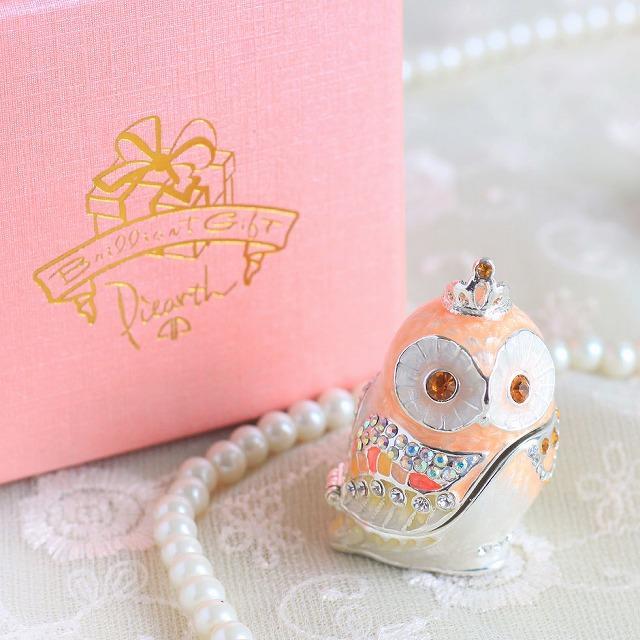 ジュエリーボックス ティアラフクロウ 鳥 縁起物 キャンディオレンジ EX5757 |  | 01