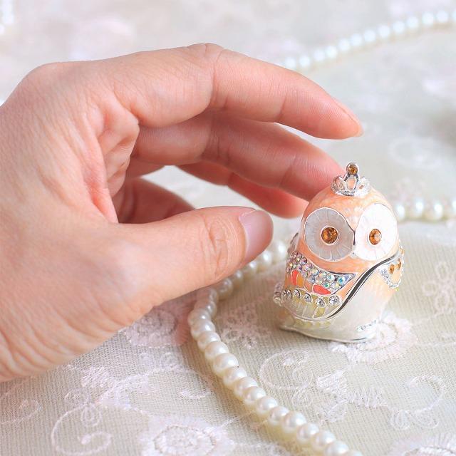 ジュエリーボックス ティアラフクロウ 鳥 縁起物 キャンディオレンジ EX5757 |  | 02