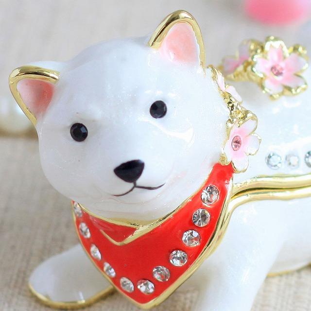 ジュエリーボックス 桜まめしば 豆柴 柴犬 いぬ 桜 犬の置物 ホワイト EX5831 |  | 03
