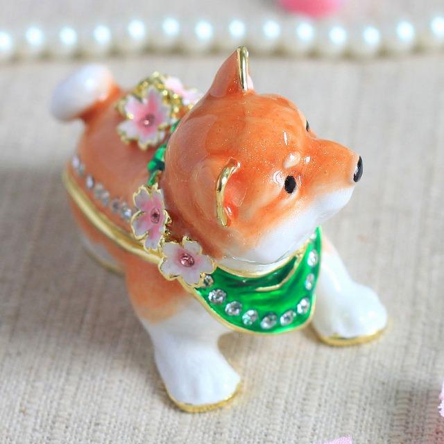 ジュエリーボックス 桜まめしば 豆柴 柴犬 いぬ 桜 犬の置物 ブラウン EX5832 |  | 02