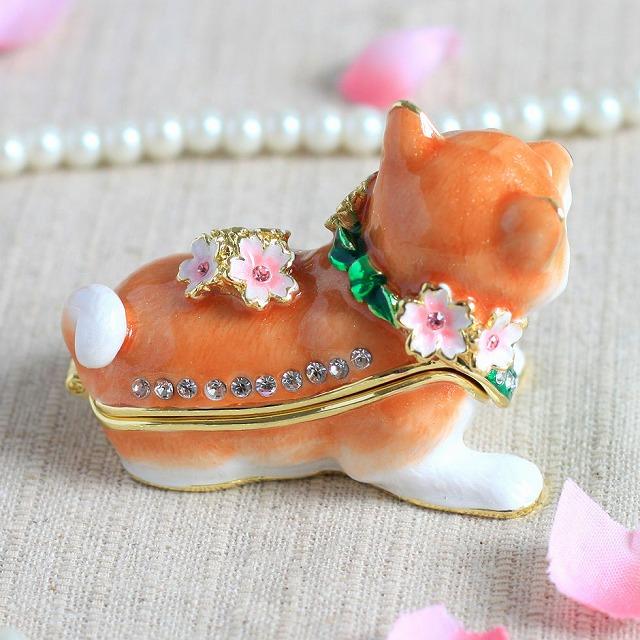 ジュエリーボックス 桜まめしば 豆柴 柴犬 いぬ 桜 犬の置物 ブラウン EX5832 |  | 03