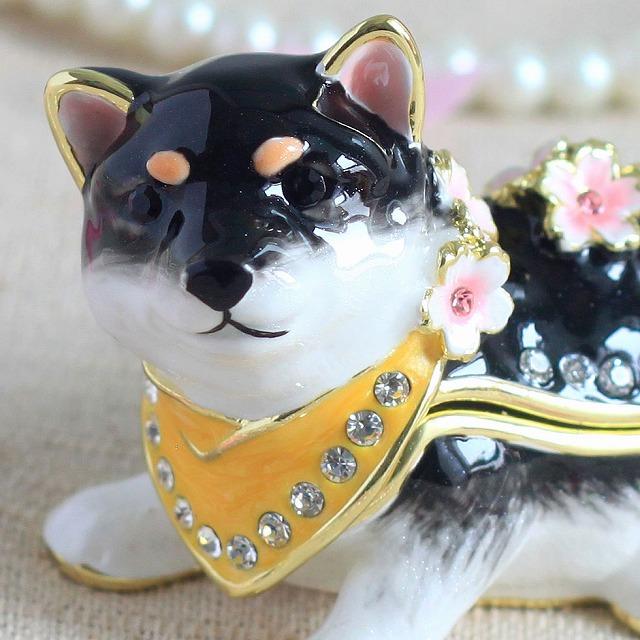 ジュエリーボックス 桜まめしば 豆柴 柴犬 いぬ 桜 犬の置物 ブラック EX5833 |  | 03