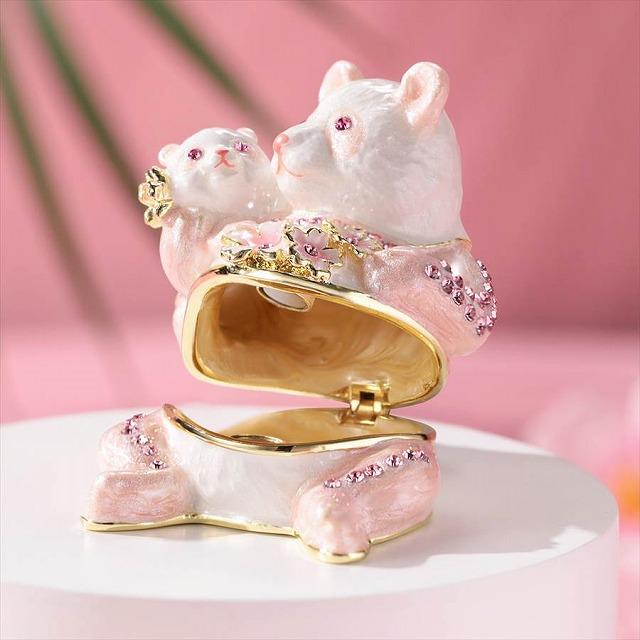 ジュエリーボックス パンダ＆ベビー 桜 さくら パンダの親子の置物 ピンク EX5842 |  | 01