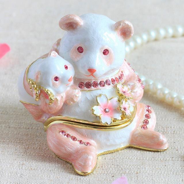 ジュエリーボックス パンダ＆ベビー 桜 さくら パンダの親子の置物 ピンク EX5842 |  | 06