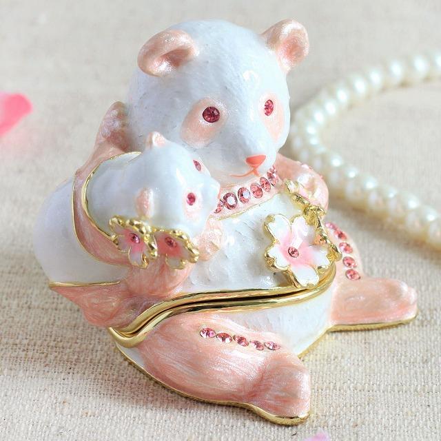 ジュエリーボックス パンダ＆ベビー 桜 さくら パンダの親子の置物 ピンク EX5842 |  | 07