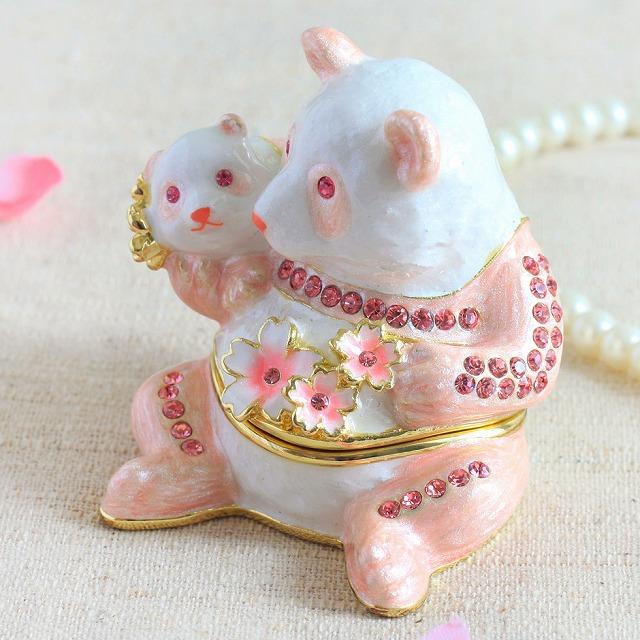 ジュエリーボックス パンダ＆ベビー 桜 さくら パンダの親子の置物 ピンク EX5842 |  | 08