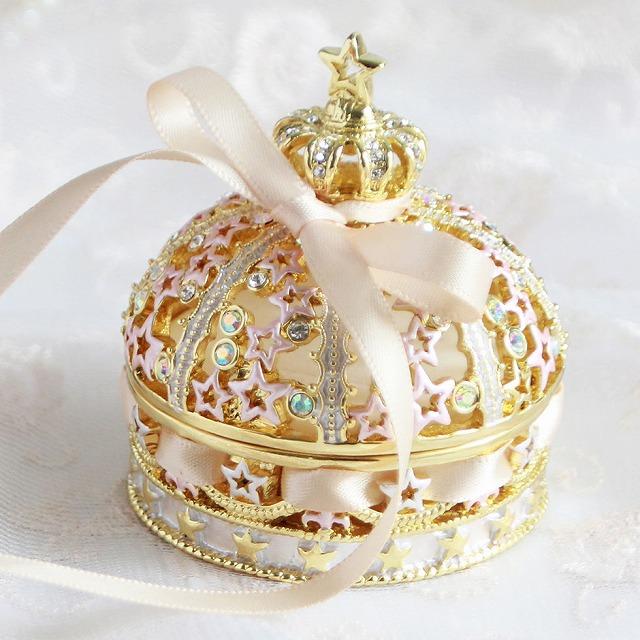 ジュエリーボックス リボン付き！クラウン トゥインクルスター リングピロー付き 星座 王冠の置物 ゴールド EX5881 |  | 02