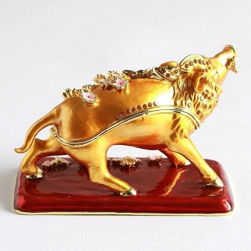 【ジュエリーボックス】【干支シリーズ】招福 桜の白亥 いのしし（亥） 金屏風セット ジュエリーボックス　EX5902 |  | 02