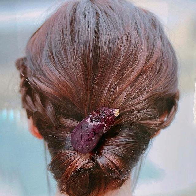 アトリエステラ 食品サンプル ミニなすのヘアゴム K70 | 