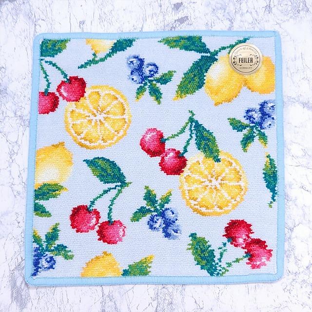FEILER フェイラー  ハンカチ　 花柄 ペールブルー LA FRUTTA lft25 | feiler | 01