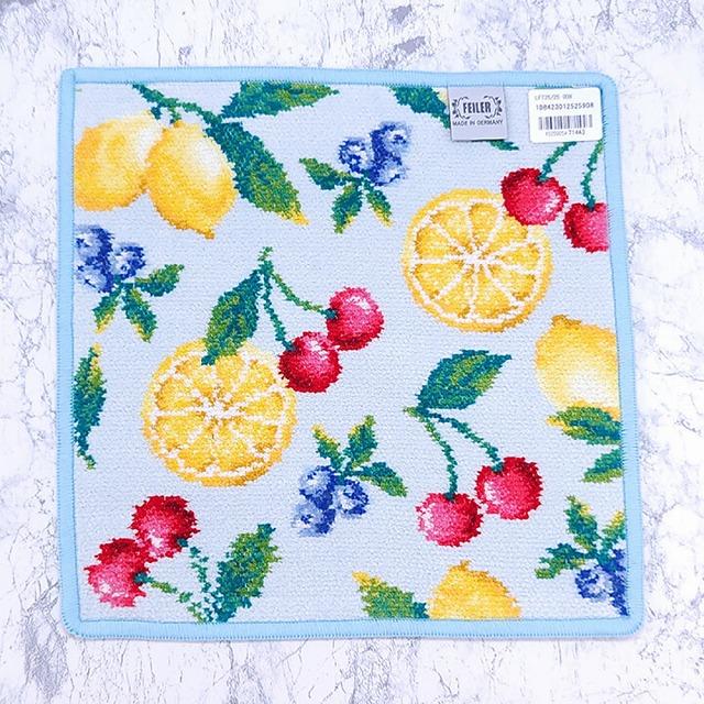 FEILER フェイラー  ハンカチ　 花柄 ペールブルー LA FRUTTA lft25 | feiler | 02