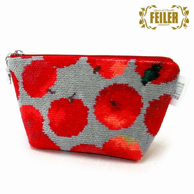 feiler（フェイラー） ポーチ 小物入れ レポム りんご グレーxレッド
