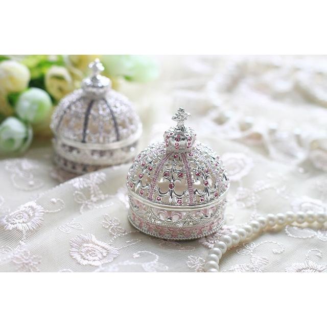 ジュエリーボックス ミニチュアクラウン ピィアース ミニチュアサイズ 王冠の置物 シルバーピンク MN0091 | 