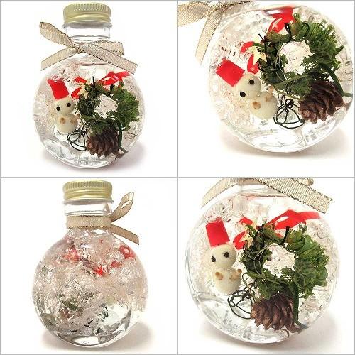 【クリスマス限定】 クリスマス ハーバリウム Herbarium  スノーマン 雪だるま 松ぼっくり リース ラウンド プリザーブド ドライ フラワー ボトル MOTO-c19 |  | 02