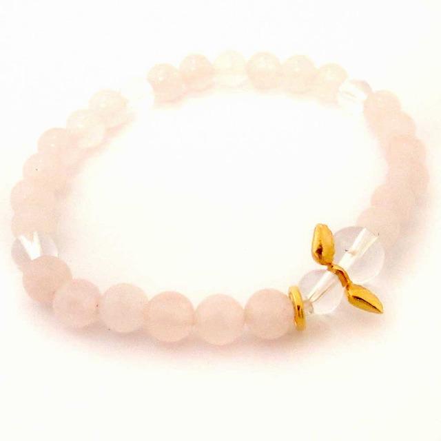 Ange 守護天使 天然石ブレスレット ローズクォーツ6mm玉&クラック水晶6mm玉ブレスレット　SA005ANGERS | 