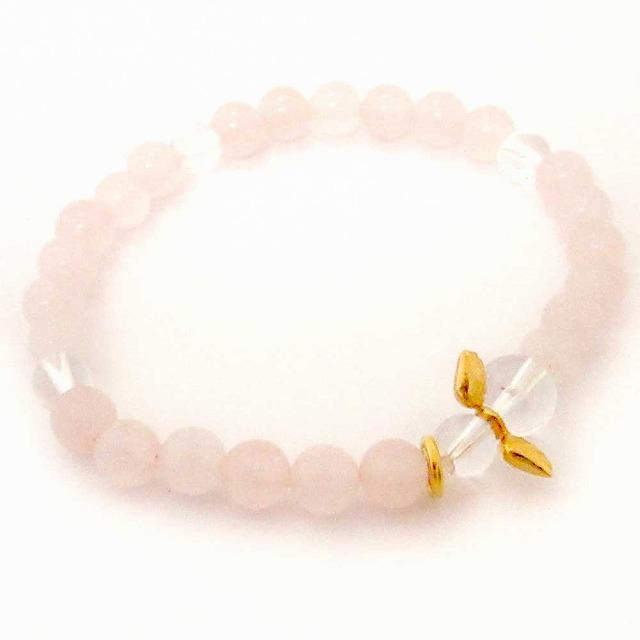 Ange 守護天使 天然石ブレスレット ローズクォーツ6mm玉&クラック水晶6mm玉ブレスレット　SA005ANGERS |  | 01