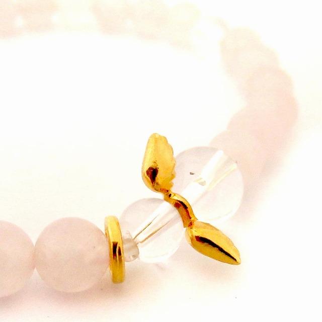 Ange 守護天使 天然石ブレスレット ローズクォーツ6mm玉&クラック水晶6mm玉ブレスレット　SA005ANGERS |  | 02