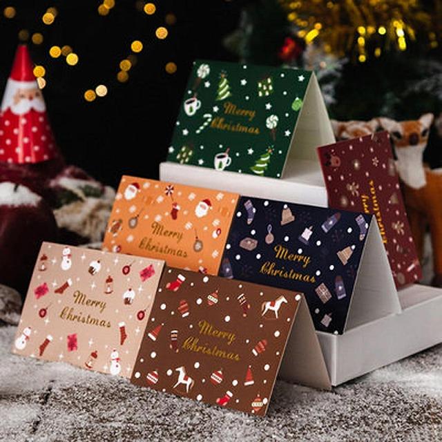 クリスマス ラッピング カード ギフト クリスマスカード メッセージカード   グリーティングカード 二つ折り 封筒付き シール付き 6色 SD19367Q |  | 01