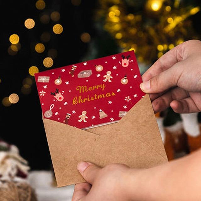 クリスマス ラッピング カード ギフト クリスマスカード メッセージカード   グリーティングカード 二つ折り 封筒付き シール付き 6色 SD19367Q |  | 02