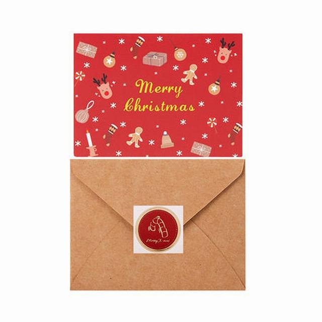 クリスマス ラッピング カード ギフト クリスマスカード メッセージカード   グリーティングカード 二つ折り 封筒付き シール付き 6色 SD19367Q |  | 03