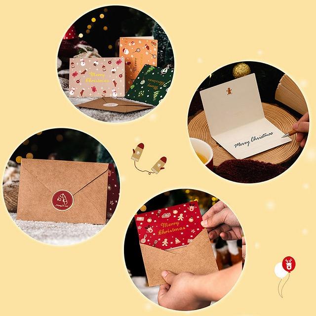 クリスマス ラッピング カード ギフト クリスマスカード メッセージカード   グリーティングカード 二つ折り 封筒付き シール付き 6色 SD19367Q |  | 08