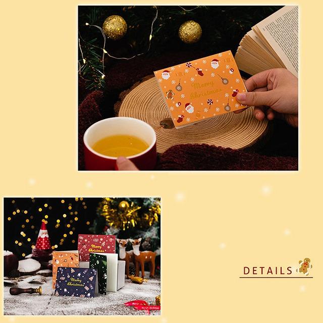 クリスマス ラッピング カード ギフト クリスマスカード メッセージカード   グリーティングカード 二つ折り 封筒付き シール付き 6色 SD19367Q |  | 09
