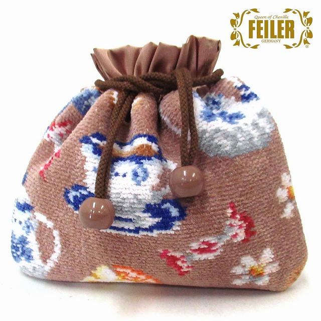 【並行輸入品】FEILER フェイラー 巾着ポーチ 小物入れ スウィートトリート ベージュ 限定デザイン カフェ紅茶お菓子 SWT252003 | feiler
