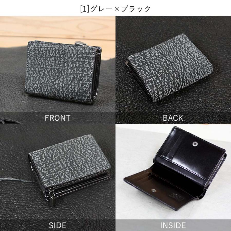 【プレゼント対象】ZOO サイフ 鮫革 シャークスキン 大判シャーク革 ヌバック仕上げ 銀ズリ ス 二つ折りL字ファスナー財布 イタリアンレザー 本革 |  | 05