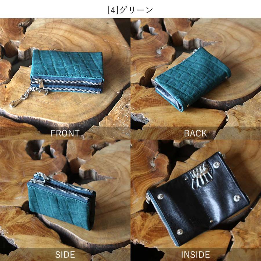 ZOO 小銭入れキーケース 象革 ゾウ革  4連フック スマートキー 小銭入れ キーケース カードケース ダブルジッパー  ミニ財布 |  | 08