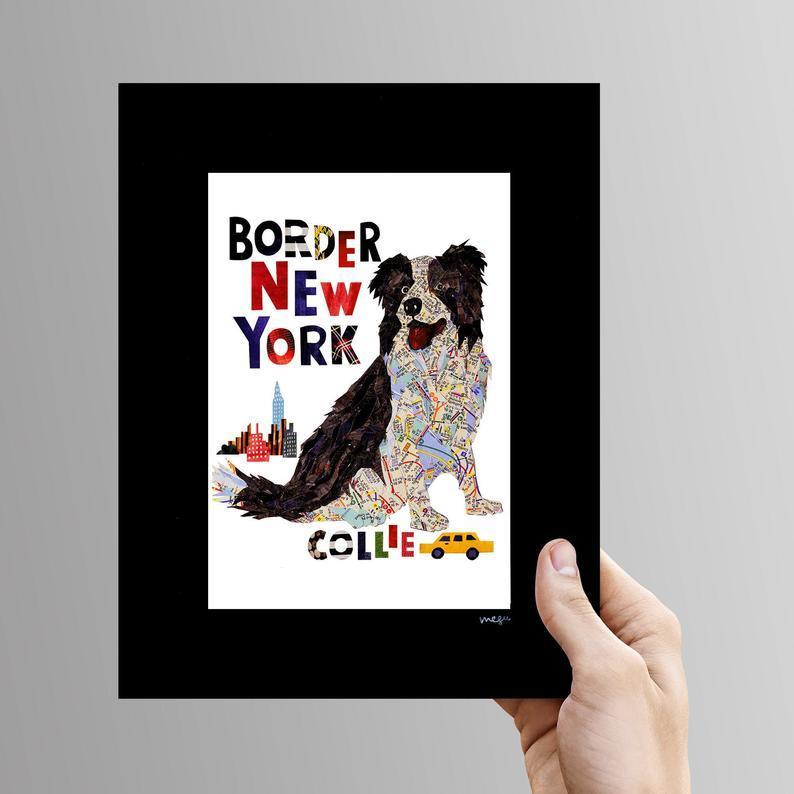 ウーギー・ブーギー　アートプリント 全世界95枚限定 COA付き アートプリント 切り絵 はり絵 犬 ボーダーコリー A4サイズ 店舗