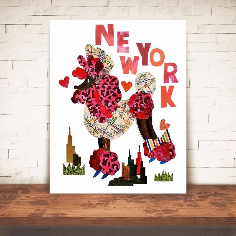 アート プリント 切り絵 貼り絵 A4 プードル 犬 おしゃれ