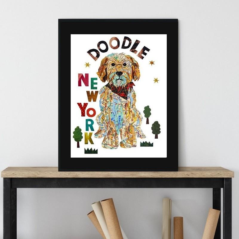 アート プリント 切り絵 貼り絵 A4 ドゥードル 犬 おしゃれ