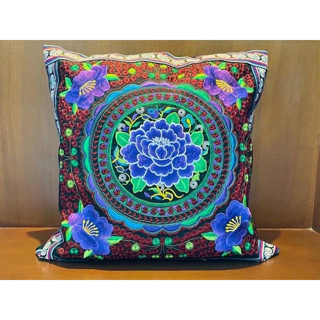 クッションカバー 45×45 刺繍 花柄 アジアン モン族 タイ雑貨 クッションカバー 45×45 刺繍 花柄 アジアン モン族 タイ雑貨