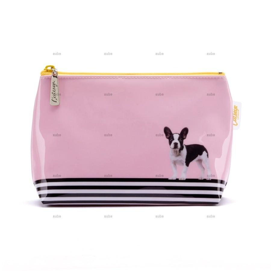 ポーチ メイクポーチ キャッツアイ Dog on Stripe Small Bag フレンチ