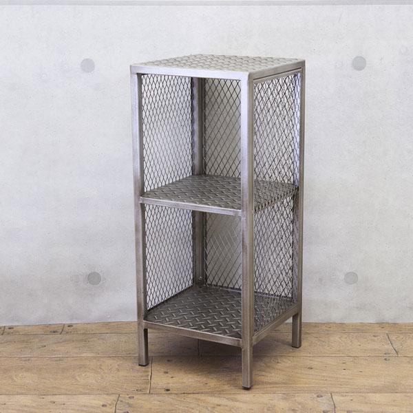 サイドテーブル インダストリアル メッシュ 高さ 60cm インテリア 棚 ラック 網 メッシュラック 無機質 シルバー おしゃれ 一人暮らし 新生活 メタル | 