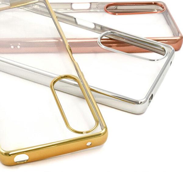 Xperia 1 V メタリック ケース バンパー SO-51D/SOG10/A301SO カバー エクスペリア1 マーク5 シンプル スマホケース ソフト クリアケース | 