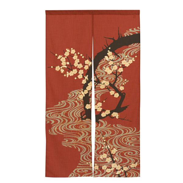 のれん 暖簾 目隠し 生平風 流水 白梅 店舗 施設 向け 日本製 和風 おしゃれ シンプル 和柄 和風 玄関 目隠し 150丈 |  | 01