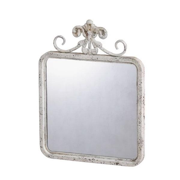 ミラー おしゃれ 鏡 スクエアミラー アンティーク ヨーロピアン調 フェミニン 可愛い リボン 四角 鏡 送料無料 玄関 |  | 01