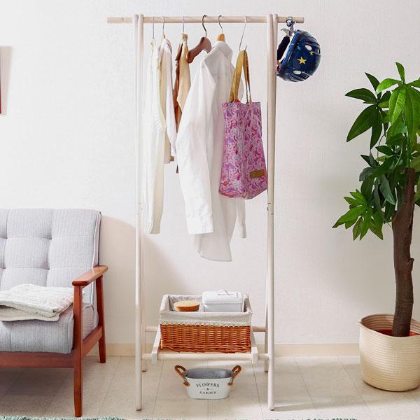 ハンガーラック 木製 幅75 奥行45 高さ147 おしゃれ スリム コートハンガー 北欧 こども コート掛け 鞄置き 衣類収納 省スペース 頑丈 収納 ラック | 