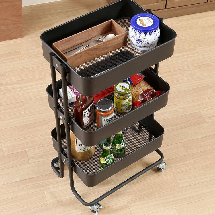 キッチンワゴン キッチンラック 収納 キャスター付き スリム キッチン収納 台所収納 スリム 新生活応援 送料無料 | 