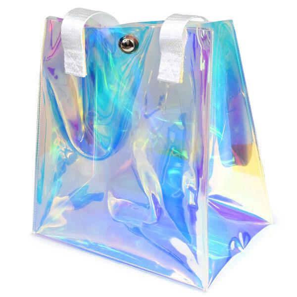 オーロラ ビニールバッグ 透明 トートバッグ ショルダーバッグ ビニール製 クリアバッグ ミニ コンパクト レディース バッグ おしゃれ 推し活 痛バッグ A5対応 | 