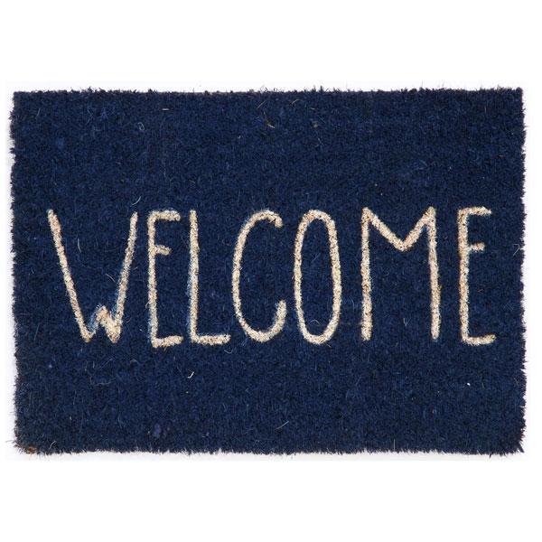 玄関マット 屋外 屋内 ラグマット おしゃれ 泥落とし ミニコイヤーマット ミニ コイヤーマット ウェルカムネイビー 35×25cm 玄関マット | 