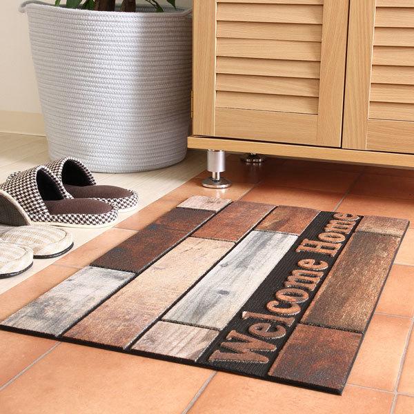 玄関マット 屋外 業務用 吸水 泥落とし 屋内 おしゃれ 洗える おしゃれ ドアマット 滑り止め ヴィンテージテイスト 木材風 かわいい welcome 新生活 送料無料 |  | 01