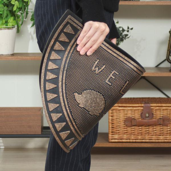 玄関マット ラバーマット 屋外 おしゃれ エントランスマット ゴム 北欧 半円 セミサークル ハリネズミ ドアマット 玄関 |  | 04