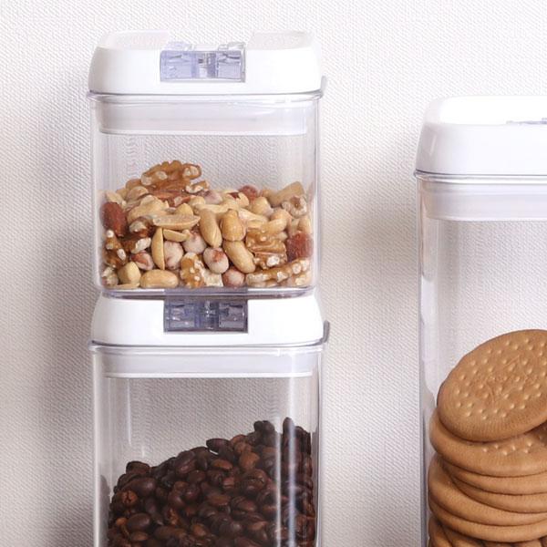 キャニスター スタッキング ロック キャニスター キュピタ 400ml 密閉 保存容器 ホワイト 透明 フードストッカー おしゃれ 簡単 キッチン収納 収納容器 乾燥 |  | 02